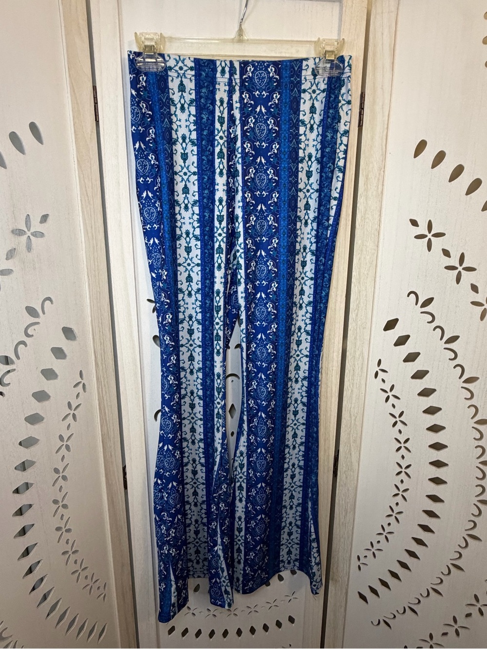 Boho Print Blue Flare Pants